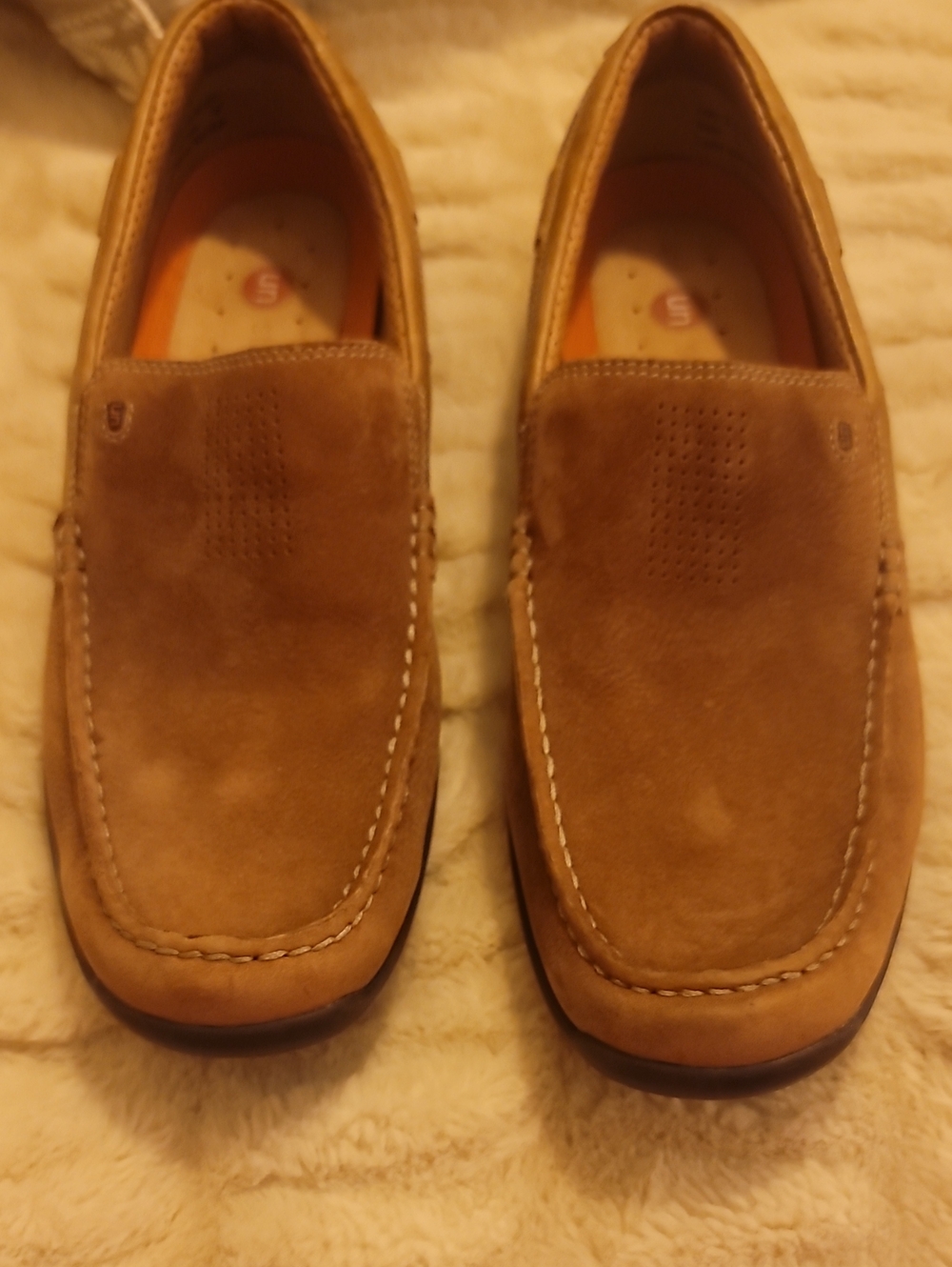 Clarks Men's Tan Suede Slip-On Moccasin Loafers